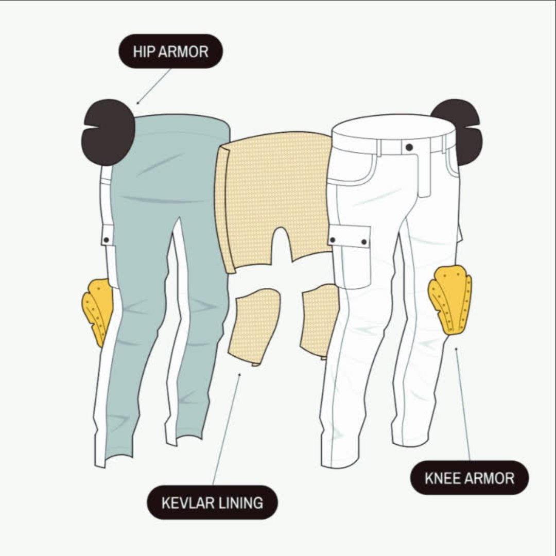 Kevlar Motorcycle Jeans - Motorcycle Riding Pants with Armor And Aramid Protection Lining - AMZ Rider Wear™PANTS