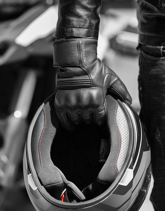 Heated Motorcycle Gloves for Men-Leather Gloves