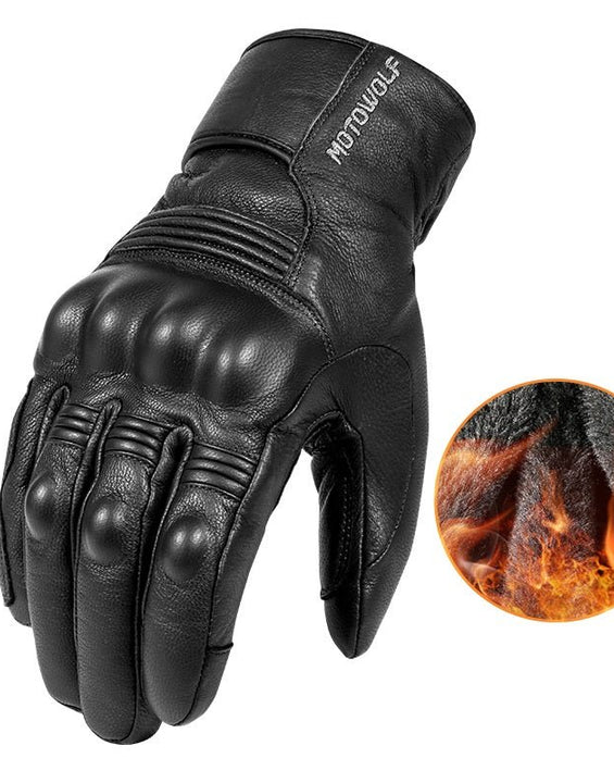 Heated Motorcycle Gloves for Men-Leather Gloves