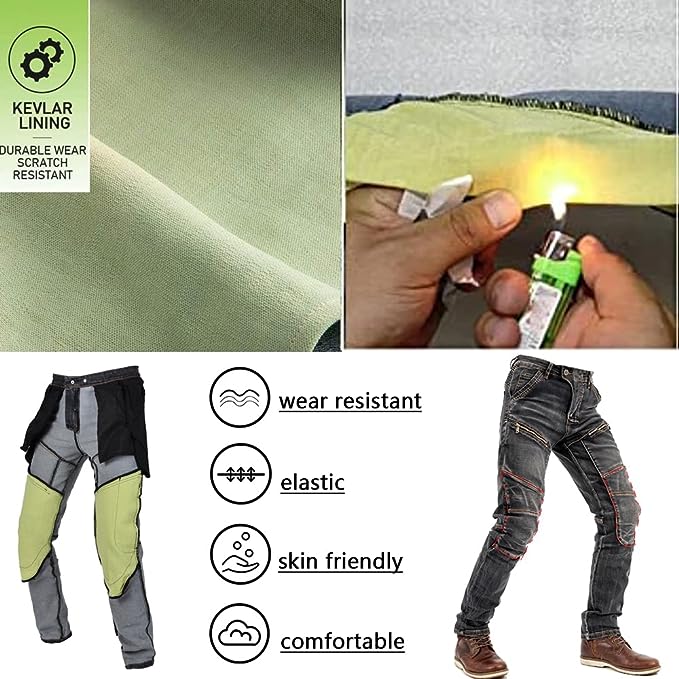Women's Motorcycle Pants Multi-Pocket Cycling Jeans Zipper at The