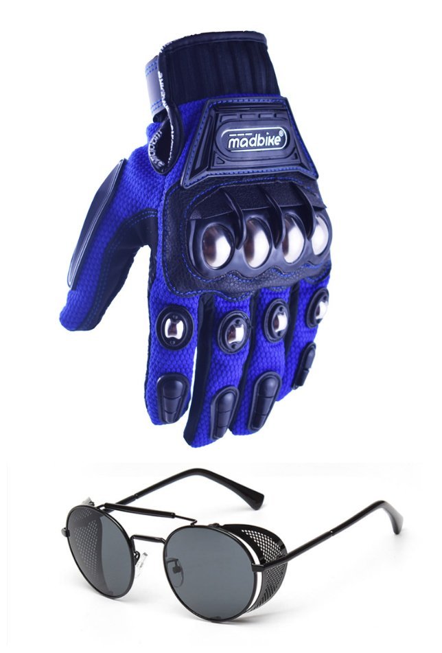 Motorcycle Gloves with Steampunk Sunglasses Set - AMZ Rider Wear™singleton_gift