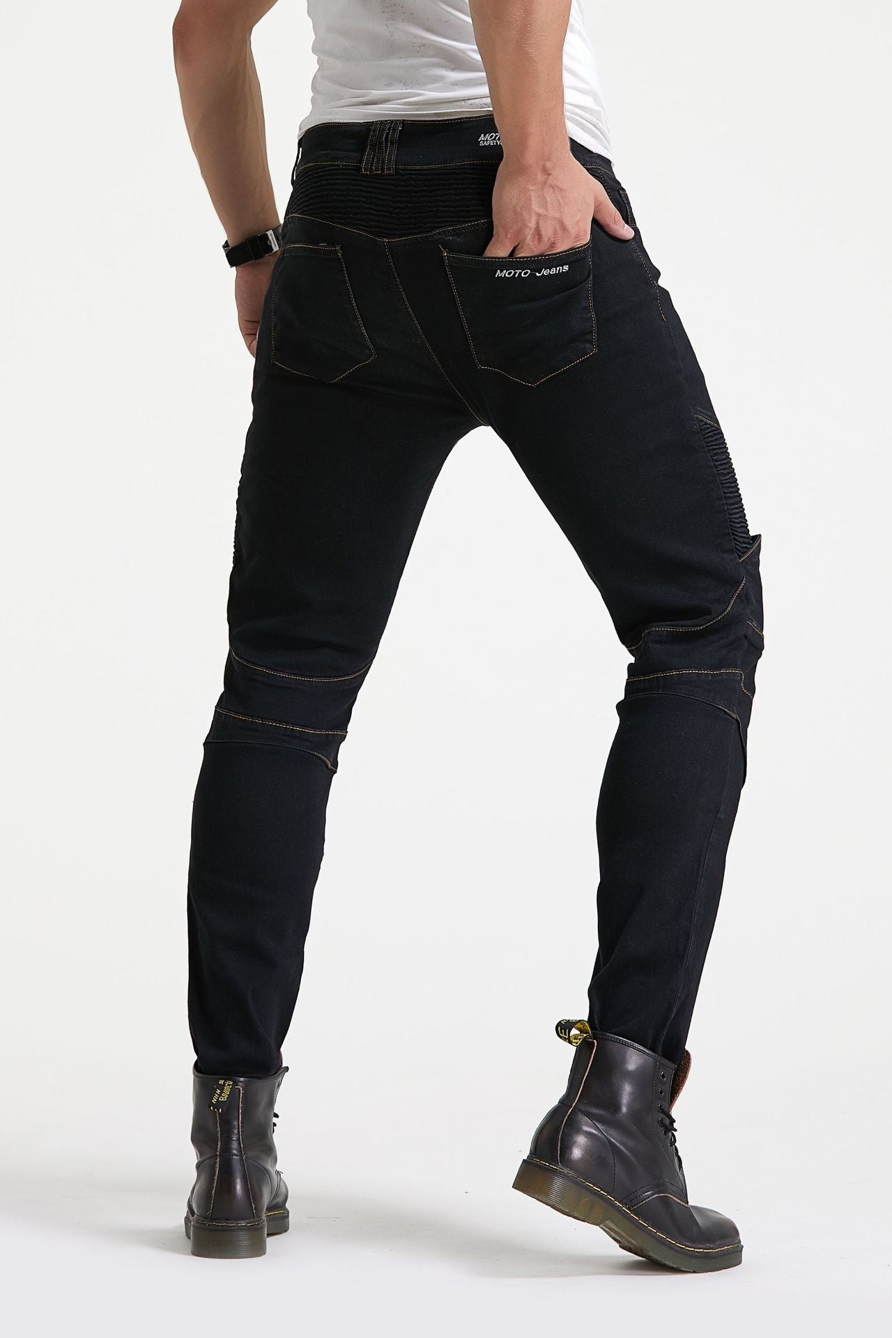 RIDERACT® Mens Motorcycle Riding Jeans Pant Black Reinforced - Foto 8